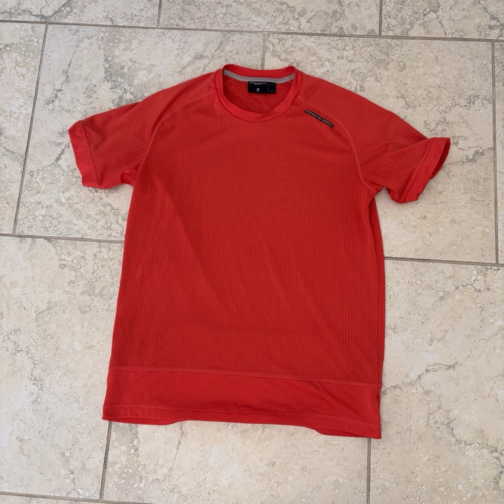 Porsche Design Sport Chill Tee Adidas Black Men's Size M Coral Orange Red Peach